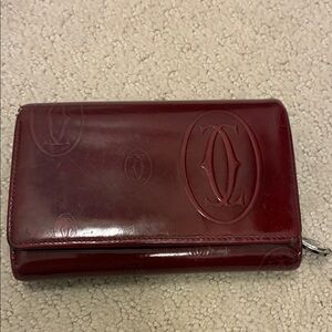 Cartier Happy Birthday Burgundy Embossed Zip Around Leather Wallet👝